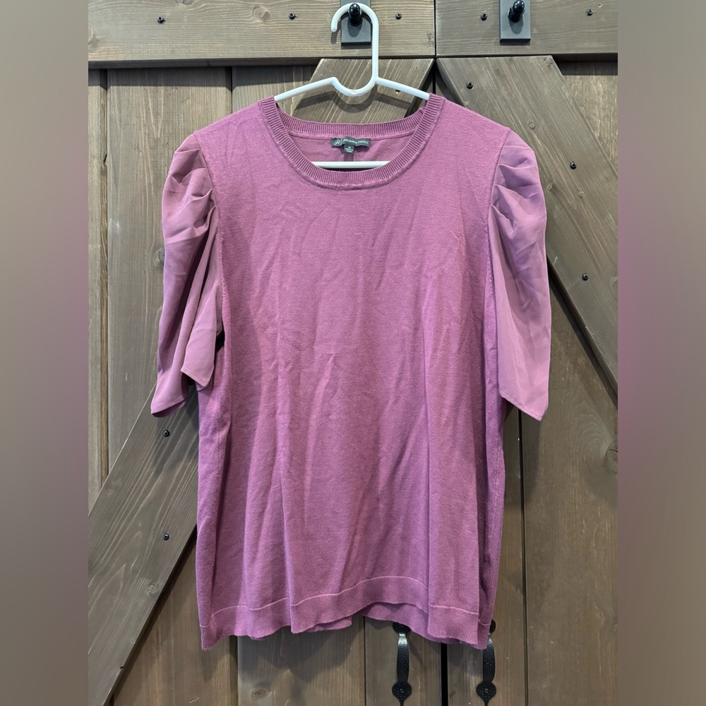 Adrianna Papell Pink Puff Sleeve Top